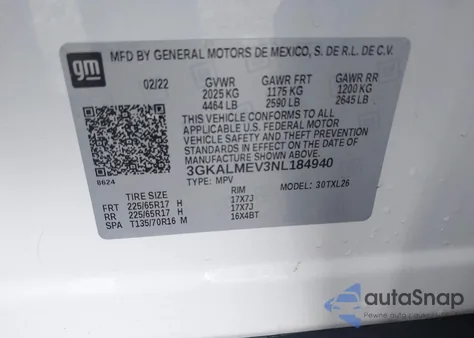 2022 GMC Terrain Fwd Sle from USA, damaged, VIN 3GKALMEV3NL184940
